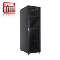 RACK10 KΑΜΠΙΝΑ ΜΕ ΓΥΑΛΙΝΗ ΠΟΡΤΑ 19'' 42U (600X800X2060) 